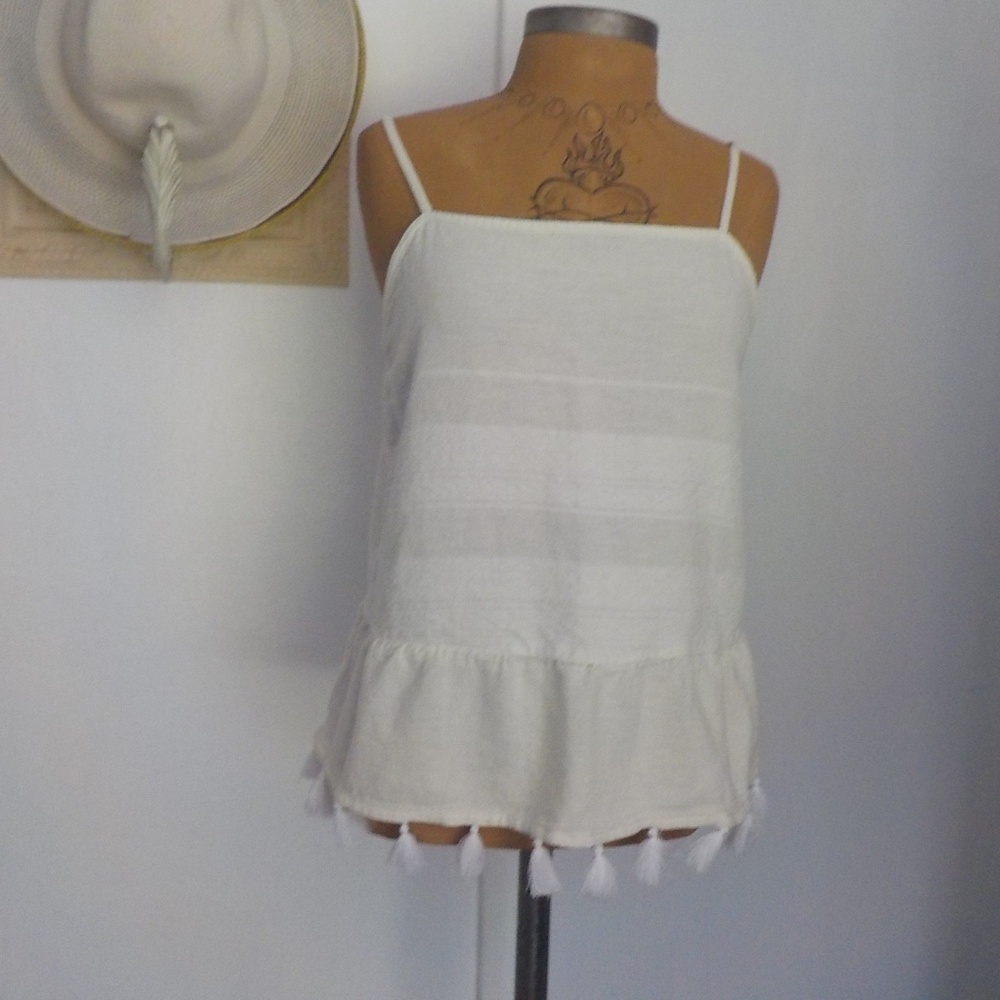 Cream Cotton with Tassel Hem